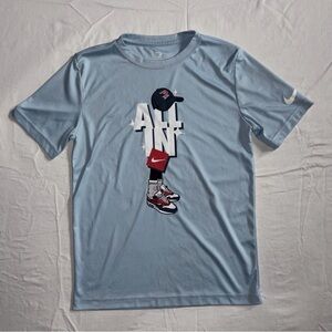 3BRAND Boys Dri-Fit Light Blue Graphic Print T-Shirt Size L Short Sleeve